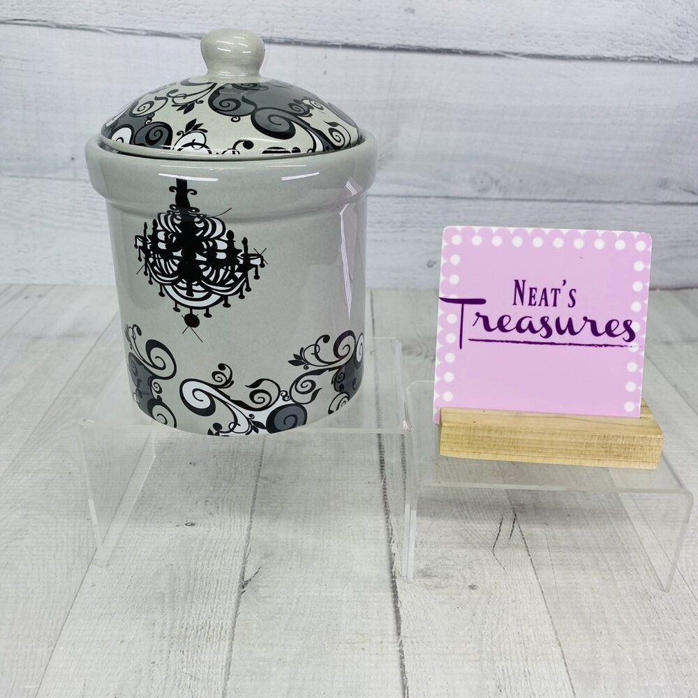 Blue Sky  2010 Gray Black Design American Gothic Rubber Sealed Lid 7" Canister